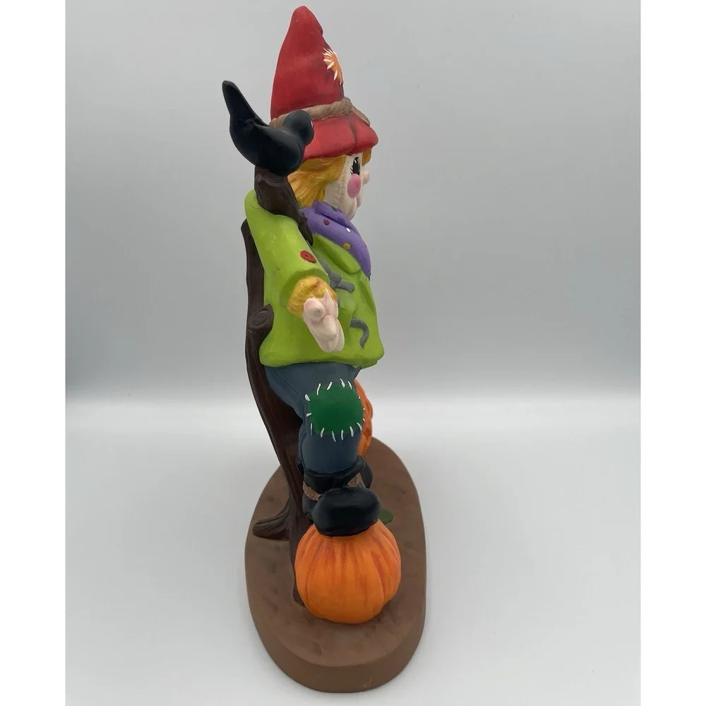 Hand Painted Ceramic Scarecrow Pumpkin Jack-O-Lantern Halloween Fall Decor 11.5